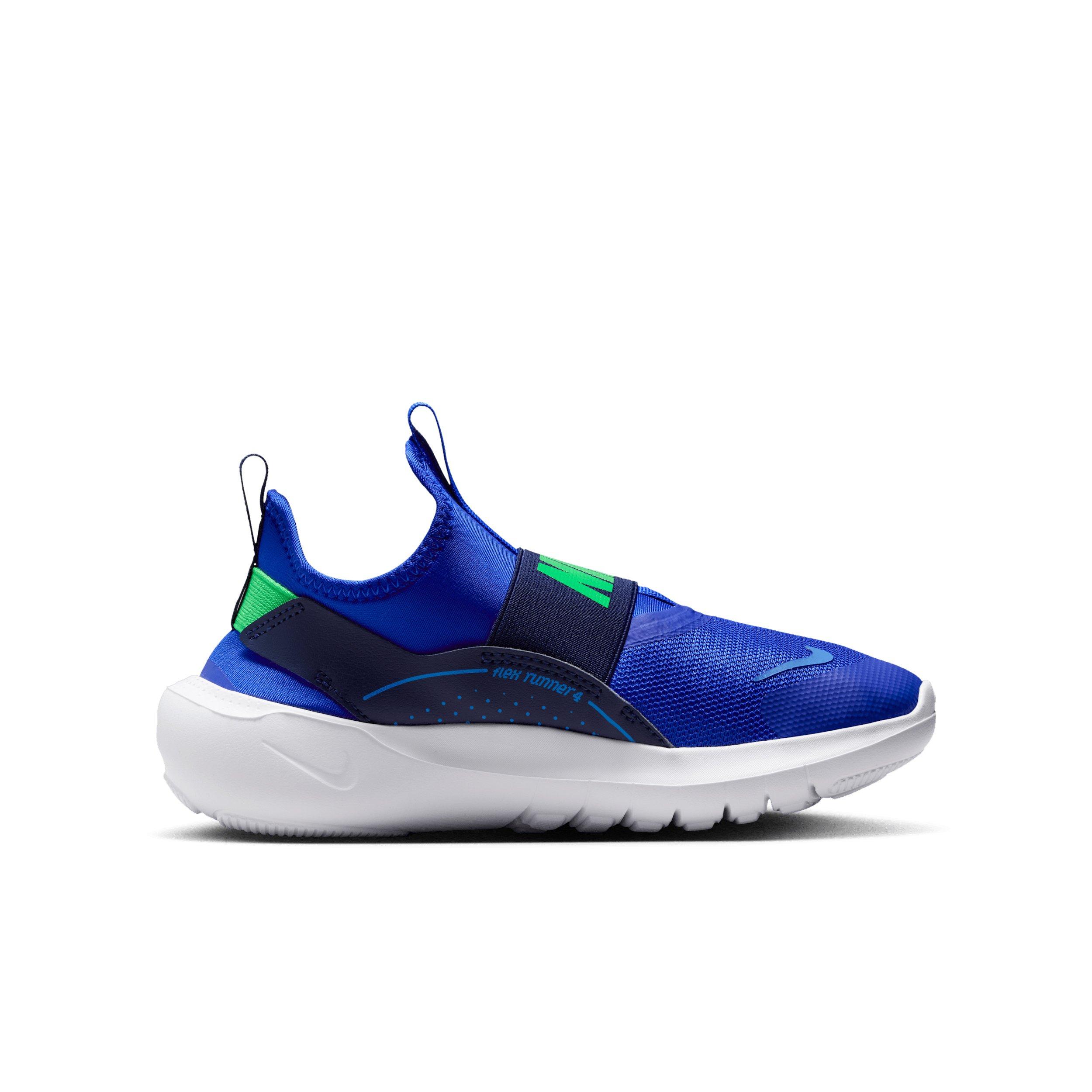 Nike Flex Runner 4 "Racer Blue/Midnight Navy/Aurora Blue/Green" Grade School Boys' Running Shoe - BLUE/NAVY/BLUE/GREEN